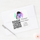 QR-code en aangepast logo scanbare retro flamingo Vierkante Sticker (Envelop)