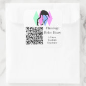 QR-code en aangepast logo scanbare retro flamingo Vierkante Sticker (Tas)