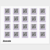 QR-code en aangepast tekstlicht paars Vierkante Sticker (Vel)