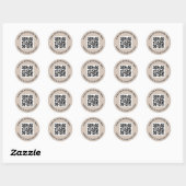QR-code en aangepast tekstlichtmocha bruin Ronde Sticker (Vel)