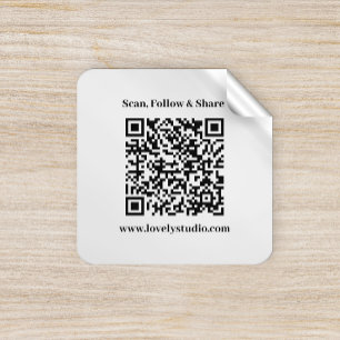 QR-code en aangepaste jouw tekst-stickers Vierkante Sticker