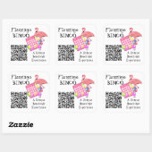 QR-code en aangepaste logo scanbare flamingo bingo Vierkante Sticker (Vel)