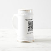 QR-code en aangepaste professionele tekst op maat Bierpul (Voorkant links)