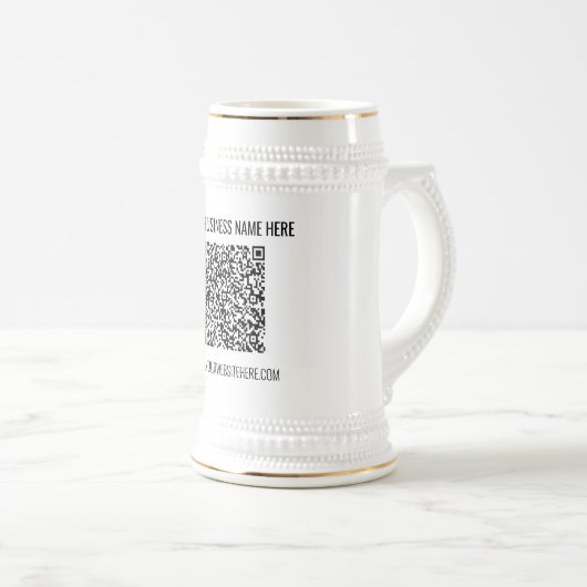 QR-code en aangepaste professionele tekst op maat Bierpul (Voorkant rechts)