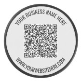 QR-code en aangepaste professionele tekst op maat Hockey Puck (Voorkant)