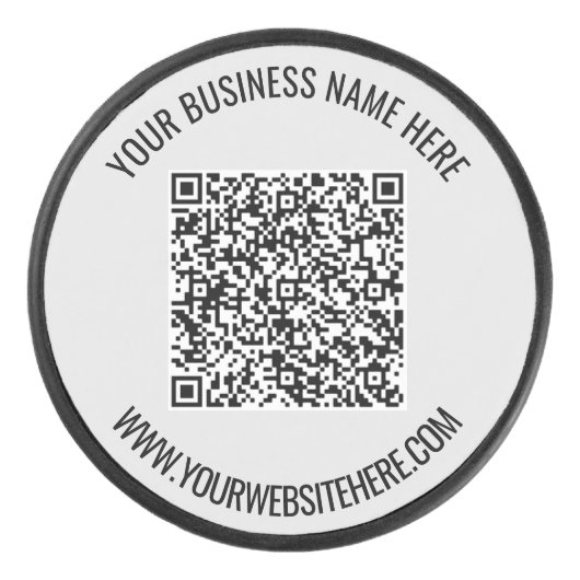 QR-code en aangepaste professionele tekst op maat Hockey Puck (Voorkant)