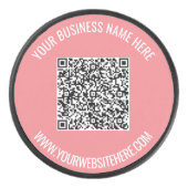 QR-code en aangepaste professionele tekst op maat Hockey Puck (Voorkant)