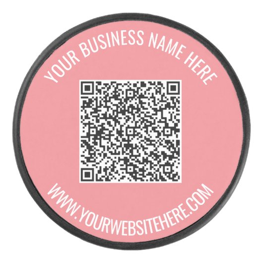 QR-code en aangepaste professionele tekst op maat Hockey Puck (Voorkant)