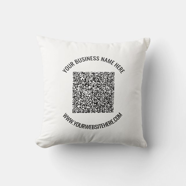 QR-code en aangepaste professionele tekst op maat Kussen (Voorkant)