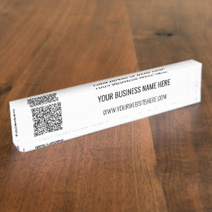 QR-code en aangepaste professionele tekst op maat Naambordje
