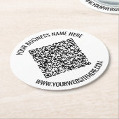 QR-code en aangepaste professionele tekst op maat Ronde Kartonnen Onderzetter (Gebogen)