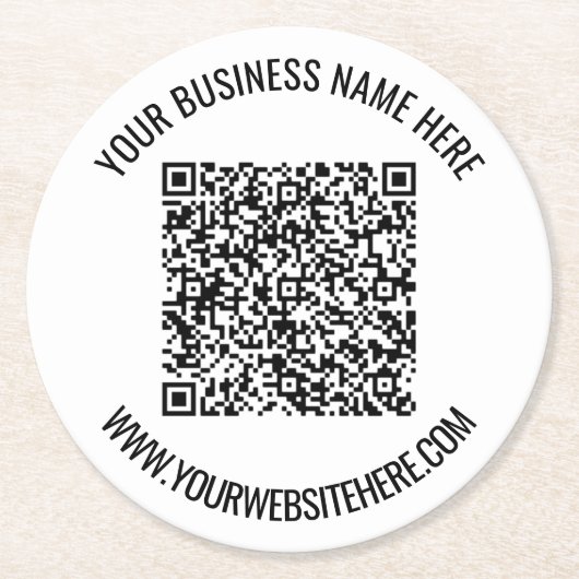 QR-code en aangepaste professionele tekst op maat Ronde Kartonnen Onderzetter (Voorkant)