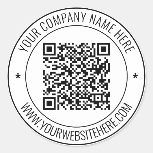 QR-code en aangepaste professionele tekst op maat Ronde Sticker (Voorkant)