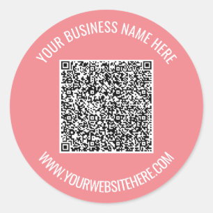 QR-code en aangepaste professionele tekst op maat Ronde Sticker