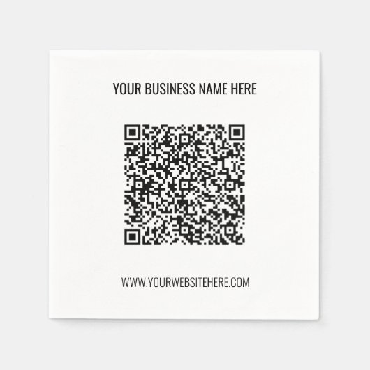 QR-code en aangepaste professionele tekst op maat Servet (Voorkant)