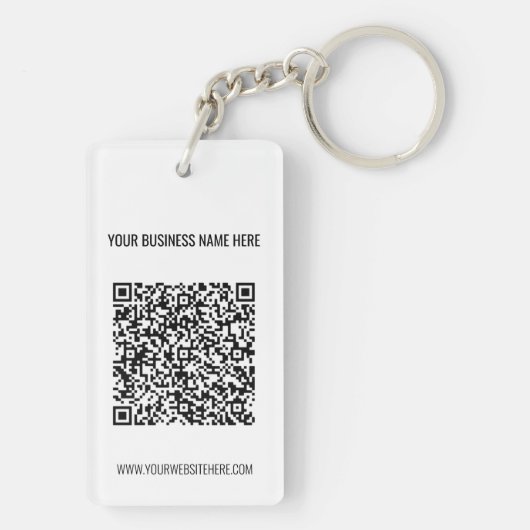 QR-code en aangepaste professionele tekst op maat Sleutelhanger (achterkant)
