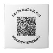 QR-code en aangepaste professionele tekst op maat Tegeltje (Voorkant)