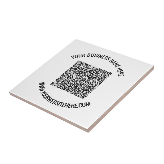 QR-code en aangepaste professionele tekst op maat Tegeltje (Zijkant)