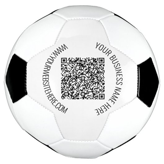 QR-code en aangepaste professionele tekst op maat Voetbal (Gedraaid)