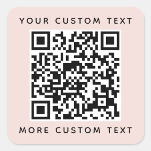 QR-code en aangepaste tekst boven en onder wazige Vierkante Sticker
