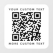 QR-code en aangepaste tekst boven- en onderste sja Raamsticker (Vel)