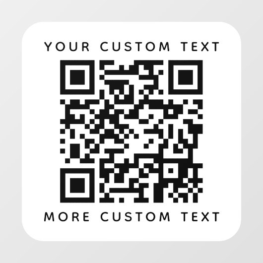 QR-code en aangepaste tekst boven- en onderste sja Raamsticker (Vel)