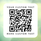 QR-code en aangepaste tekst boven- en onderste sja Raamsticker (Vel 3)