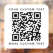 QR-code en aangepaste tekst boven- en onderste sja Raamsticker (Vel 2)