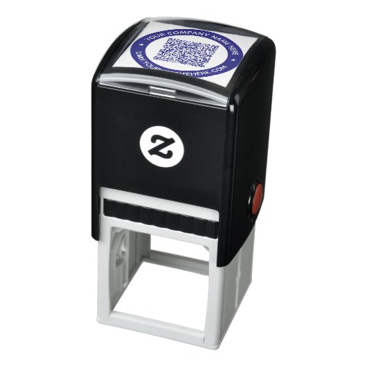 QR-code en aangepaste tekst Business Round Stamp Zelfinktende Stempel (Product)