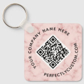 QR-code en aangepaste tekst dubbelzijdig roze marm Sleutelhanger (Voorkant)