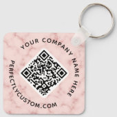 QR-code en aangepaste tekst dubbelzijdig roze marm Sleutelhanger (Achterkant)