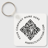 QR-code en aangepaste tekst dubbelzijdig Sleutelha Sleutelhanger (Voorkant)