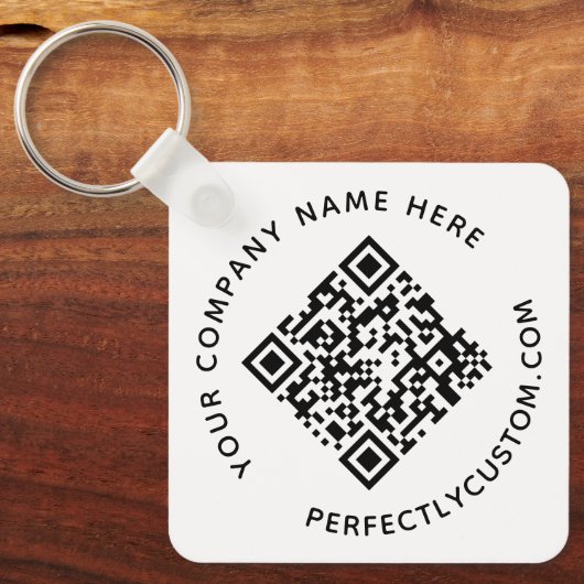 QR-code en aangepaste tekst dubbelzijdig Sleutelha Sleutelhanger (Voorkant)