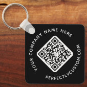 QR-code en aangepaste tekst dubbelzijdig zwart Sleutelhanger (Voorkant)