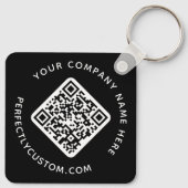 QR-code en aangepaste tekst dubbelzijdig zwart Sleutelhanger (Achterkant)