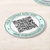 QR Code en Aangepaste Tekst Gepersonaliseerd Papie Ronde Kartonnen Onderzetter (Gebogen)