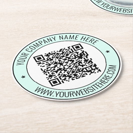 QR Code en Aangepaste Tekst Gepersonaliseerd Papie Ronde Kartonnen Onderzetter (Gebogen)