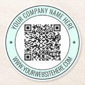 QR Code en Aangepaste Tekst Gepersonaliseerd Papie Ronde Kartonnen Onderzetter (Voorkant)