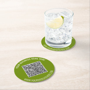 QR Code en Aangepaste Tekst Gepersonaliseerd Papie Ronde Kartonnen Onderzetter