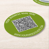 QR Code en Aangepaste Tekst Gepersonaliseerd Papie Ronde Kartonnen Onderzetter (Gebogen)