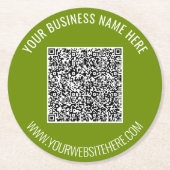 QR Code en Aangepaste Tekst Gepersonaliseerd Papie Ronde Kartonnen Onderzetter (Voorkant)