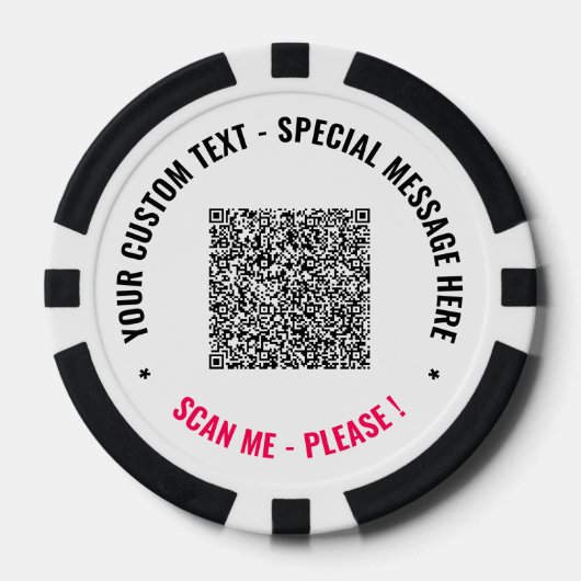 QR Code en Aangepaste Tekst Gepersonaliseerde Pook Poker Chips (Voorkant)