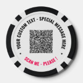 QR Code en Aangepaste Tekst Gepersonaliseerde Pook Poker Chips (Achterkant)