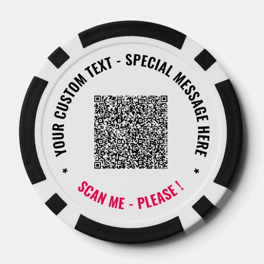 QR Code en Aangepaste Tekst Gepersonaliseerde Pook Poker Chips (Achterkant)