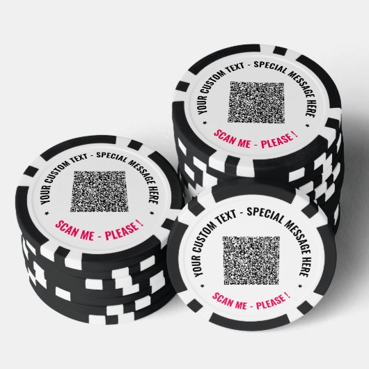QR Code en Aangepaste Tekst Gepersonaliseerde Pook Poker Chips (Opstapeling)