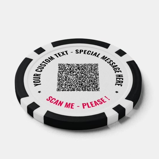 QR Code en Aangepaste Tekst Gepersonaliseerde Pook Poker Chips (Enkel)