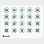 QR-code en aangepaste tekst lichtblauw Ronde Sticker (Vel)