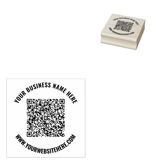 QR-code en aangepaste tekst op maat Rubberstempel (Gestempeld)