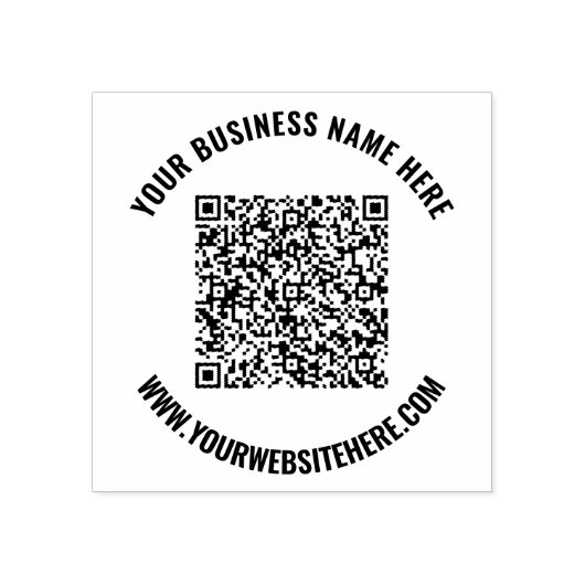 QR-code en aangepaste tekst op maat Rubberstempel (Afrduk)