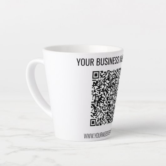 QR-code en aangepaste tekst Professional Modern Latte Mok (Linkerhoek)